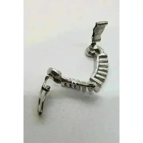 Antique Earrings Art Deco Clip Rhinestone Climber Baguette & Rose Cut Stones - Picture 6 of 8